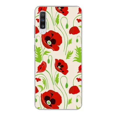 Produktbild von MuchoWow® Handyhülle Schutzhülle Hülle für Samsung Galaxy A70 Blumen - Mohn - Muster Silikon Softcase Handy Hülle - Schutzhaube