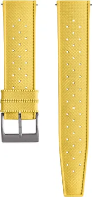 Obrázek produktu pro CHROONOO Gumový řemínek k hodinkám Tropical Style - žlutý, 20 mm, broušená stříbrná