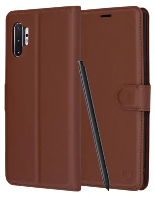 Obrázek produktu pro Techsuit Leather Folio Book Wallet Flip Cover pro Samsung Galaxy Note 10 Plus - Brown