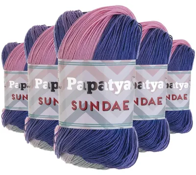 Papatya Sundae Strickgarn 5x100g – Farbvariante mehrfarbig 12 – Selbstmusterndes Farbverlaufsgarn.
