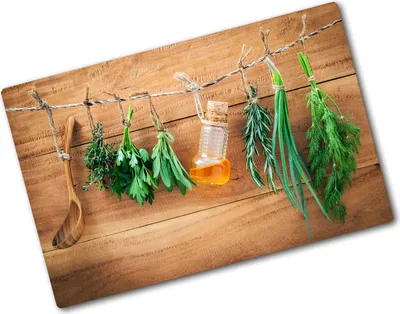 Produktbild von Tulup Glas Herdabdeckplatte - 80x52 cm - Glaskeramikkochfeld-Abdeckung Spritzschutz Glasabdeckplatte - Einteilig - Essen & Getränke - Kräuter Schnur - Grün