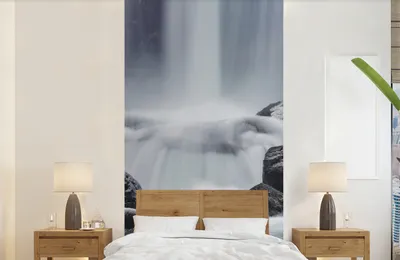 Produktbild von MuchoWow® Fototapete für Wohnzimmer oder Schlafzimmer Wandtapete Vinyl Motivtapete Wasserfall - Steine - Natur - 120x240 cm - Hintergrundbild