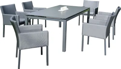 Produktbild von Sonnenpartner  & Base 7-teilige Sitzgruppe anthrazit Alu 6 Sessel 200x100 cm