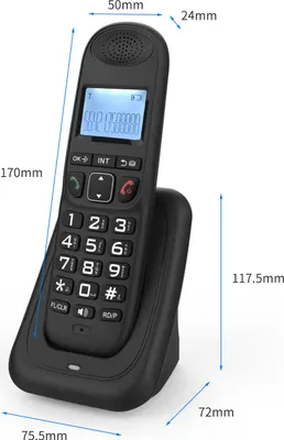Image de Système téléphonique sans fil extensible avec 3 lignes d'affichage Prise en charge de l'identification de l'appelant 5 combinés Connexion 50 mémoires de répertoire Appels mains libres Intercom Conférence téléphonique Fonction sourdine 16 langues pour le bureau, l'entreprise, la maison et la famille