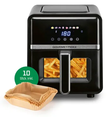 Zdjęcie produktu dla Gourmetmaxx 16539, Frytkownica na gorące powietrze, 5 l, 200 °C, 4 os., Pojedyńczy, Czarny