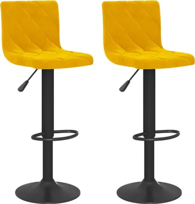 Image de vidaXL Tabouret de bar 2 pcs jaune moutarde velours