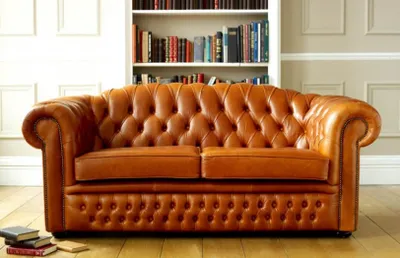 Produktbild von Chesterfield Sofa Couch Polster Stoff Leder Couchen Braune Garnitur 3 Sitzer