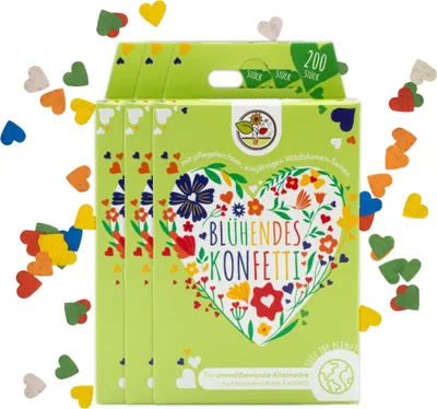 Produktbild von Blühendes Saatgut Konfetti für bunte Wildblumen - aus 100% biologisch abbaubarem Samenpapier (600x Stück)