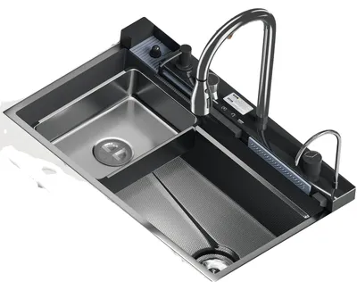 Produktbild von Küchenspüle, integrierter Wasserhahn, Seifenspender, 75x45-a