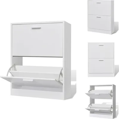 Image de Armoire à chaussures en bois blanc avec 2 bascules à chaussures - Étagères à chaussures & Armoires à chaussures