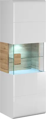 Produktbild von Wandvitrine 1 Tür mit LED Jules Weiß und Holz
