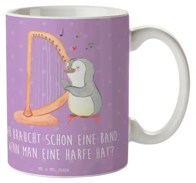 Produktbild von Mr. & Mrs. Panda Teetasse Harfenzauber - Lavendeltraum - Geschenk, Musik, Motivtasse, Musikinstrument, Pott, Band, Musiker, himmlisch, Tasse, Elegant, Kaffeetasse, Lernen