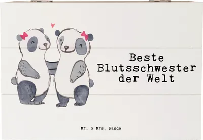 Produktbild von Mr. & Mrs. Panda Geschenkbox Panda Beste Blutsschwester der Welt 22 x 15 cm - Weiß - Geschenk, Tochter, Box, Schatzkiste, schmuckkiste, Familie, schatztruhe, fotobox