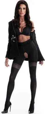 Produktbild von Schwarze Damenstrumpfhose mit einem Loch im Schritt 80 den Schwarz 3-4