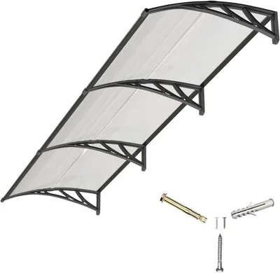 Produktbild von Vordach für Haustüren, 300x80 cm Polycarbonat Überdachung für Fenster und Türen