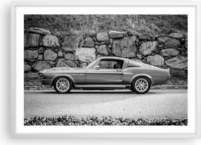 Produktbild von Gerahmtes Poster - Weißer Rahmen - Auto Ford Mustang - 70x50 cm - Wand Bild - Wanddeko - Wandbilder - Kunstposter - Wandposter - Bilderrahmen - Bilder - Kunstdruck - Wanddekoration - P2WAA70x50-5011