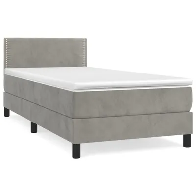 Produktbild von Boxspringbett mit Matratze Hellgrau 90x190 cm Samt