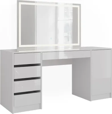 Obrázok produktu pre Toaletný stolík Vicco Sherry Biela/biela s vysokým leskom 158.2 cm s LED zrkadlom, Model 57671