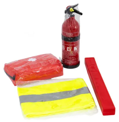 Obrázok produktu pre Autolekárnička HERMON: lekárnička, hasiaci prístroj, trojuholník, vesta
