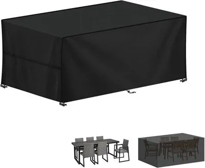 Image de Hotte de protection pour table d'extérieur - Résistante aux intempéries et aux UV - 190x80x80 cm - Noir