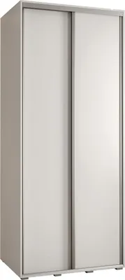 A white and silver wardrobe with two sliding doors.