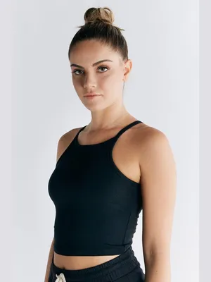 Produktbild von Damen Crop-Top aus 95% Baumwolle und 5% Elasthan mit integriertem Bustier