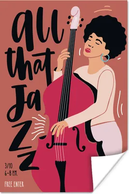 Produktbild von MuchoWow® Poster All that jazz - Zitate - Musik - Jazz - Kontrabass 60x90 cm - Wanddekoration