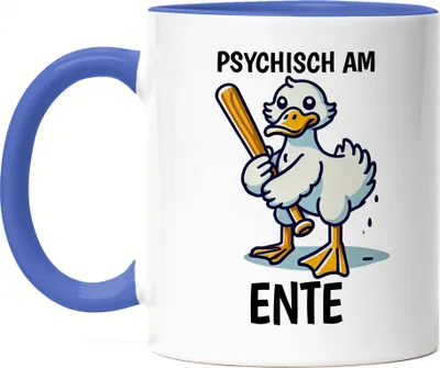 Produktbild von Psychisch am Ente Tasse blau lustig Humor Ente Spruch witzig Geschenk