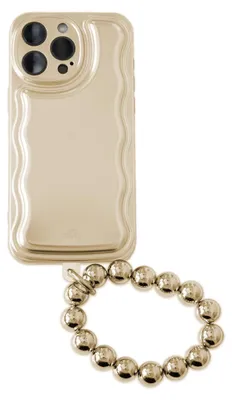 Produktbild von Wavy Hülle Gold met Goldy beads (easy cord)  - Kompatibel mit iPhone 14 Pro