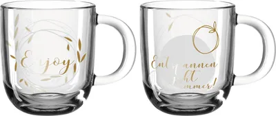 Produktbild von Leonardo Tassen 2er Set Presente Entspannen, Kaffeebecher, Kalk-Natron Glas, mehrfarbig, 400 ml, 025602