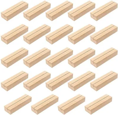 Produktbild von Hölzerne Kartenhalter-Set, 24 Stück, 10 x 3 x 2 cm Holz, Kartenständer, Fotohalter, Bankett- und Party-Accessoire