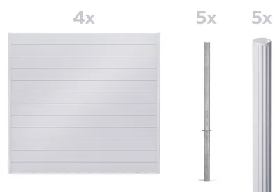 Produktbild von Alberts Sichtschutz Palitio als Set,weißalu.9006, zum Einbetonieren, Länge 8,00m, Profilhöhe 150mm