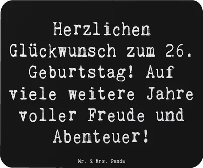 Produktbild von Mr. & Mrs. Panda Mousepad Spruch 26. Geburtstag - Schwarz - Geschenk, pc, mousematte, 26 Jahre, Glück, Happy Birthday, Mauspad, Mouse Pad, Glückwünsche, computer