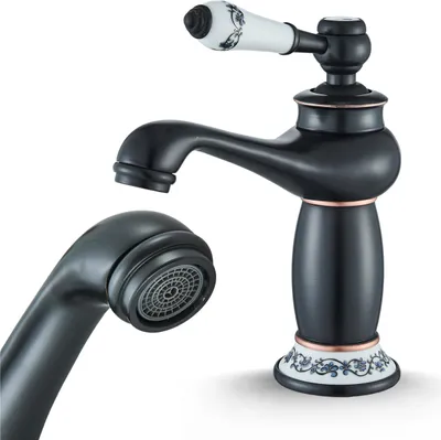 Obrázek produktu pro umyvadlová baterie Ari OldCeramic retro, keramická kartuše, perlator, černá patinovaná