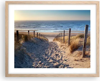Produktbild von Gerahmtes Poster - Rahmen in heller Eiche - Meer Strand Düne - 50x40 cm - Wand Bild - Wanddeko - Wandbilder - Kunstposter - Wandposter - Bilderrahmen - Bilder - Kunstdruck - Wandbild - P2NAA50x40-3612