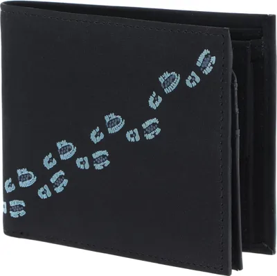 Produktbild von oxmox Geldbörse New Cryptan RFID Protect Querscheinbörse Footsteps Print Cyan Black schwarz
