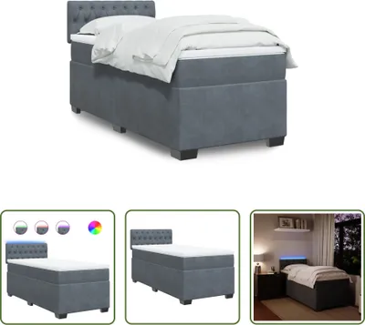 Produktbild von The Living Store Boxspringbett mit Matratze Dunkelgrau 100x200 cm Samt