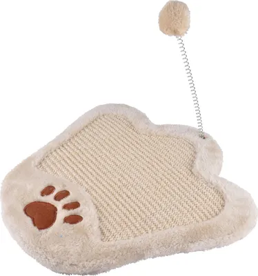 Produktbild von Kratzbrett in Form von einer Pfote, 35 x 35 x 23 cm, mit Pompon, beige