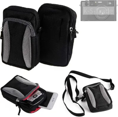 Produktbild von K-S-Trade Fototasche kompatibel mit Fujifilm X100VI Gürtel-Tasche Holster Umhänge Tasche Kameratasche, schwarz-grau Brust-Beutel Brust-Tasche