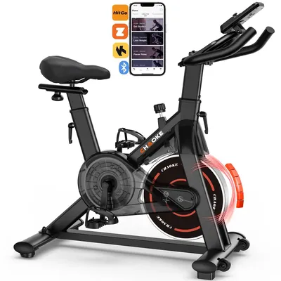 Produktbild von CHAOKE Neues Upgrade Heimtrainer Fahrrad mit APP, 100% Leises Magnetwiderstand mit Verstellbarem Widerstand, mit LCD-Monitor,Rot