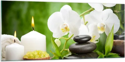 Produktbild von Bilder auf glas - Blume aromatherapie spa - 120x50cm - Glasbilder - Wandbilder - Kunstdruck - zum Aufhängen bereit - Wanddekoration aus Glas - Glas Bilder - Wandbild auf Glas - GAB120x50-2718
