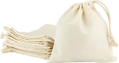 Imagen del producto de Bolsas de algodón con cordón, de 16 x 16,5 cm, paquete de 10 unidades, ideales para joyería y regalos