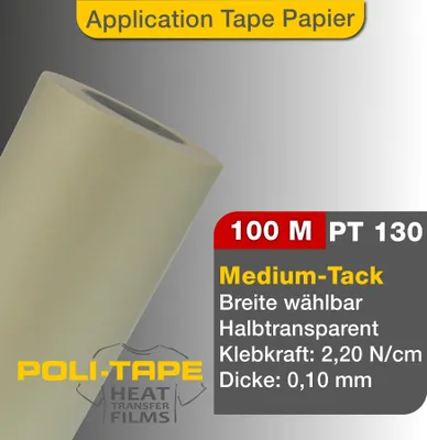 Produktbild von POLI-TAPE PT 130 Application Tape / Übertragungspapier / Transferpapier für Plotterfolie / Vinylfolie, mittlere Klebkraft - 30,5cm x 100m