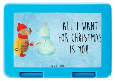 Produktbild von Mr. & Mrs. Panda Bentobox Nachtfalter Schneemann - Eisblau - Geschenk, Weihnachten, Winter, Brotzeitdose, Snackbox, Schnee, Lunchbox, Vorratsdose, Weihnachtsgruß