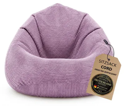 Produktbild von BuBiBag Cord Sitzsack Kinder Jugendliche Erwachsene – Gaming Bean Bag Cord Sessel, EPS-Füllung, Möbelcord, in Berlin genäht | 12 Farben Lavendel-XXL