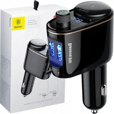Zdjęcie produktu dla Bluetooth FM Transmitter and Car Charger Baseus S-06, 2 x USB-A, Black CCHC000001