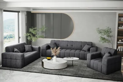 Zdjęcie produktu dla Komplet wypoczynkowy 3+2+1 NIMES tkanina Perfect Harmony ciemnoszary
