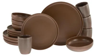 Produktbild von CreaTable, 23660, Uno Braun, Kombiservice 16-tlg, Steinzeug