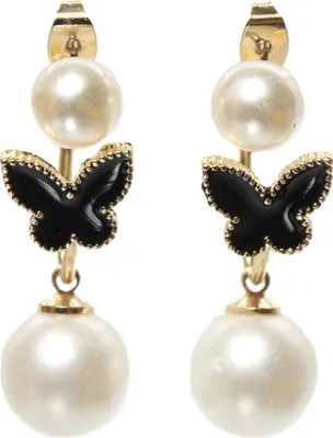 Produktbild von 3D Schmetterling Perlen Ohrstecker Ohrringe front to back earrings