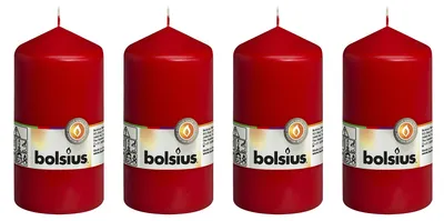 Produktbild von 4er-Set Stumpenkerze - Höhe 13 cm - Durchmesser 6,8 cm - Rot